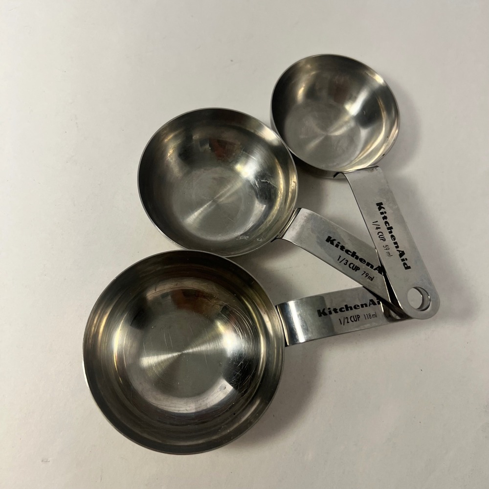 KitchenAid VTG Stainless Steel Nesting Measuring Cups Set of 3 1/2 1/3 1/4 Cup